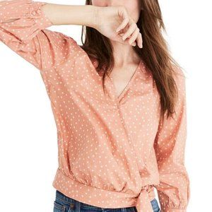 Madewell Peach Orange Coral Star Wrap Top XXS